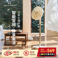 家奈（GENE by HIROSE）日本家奈新款空氣循環(huán)扇家用落地電風(fēng)扇靜音輕音節(jié)能大風(fēng)量直流電機(jī)臺(tái)式臺(tái)立兩用自動(dòng)搖頭遙控宿舍 奶油風(fēng)