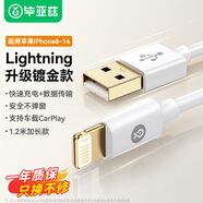 畢亞茲適用于升級鍍金蘋果數據線快充線iPhone14/13/12ProMax/11/Xs/XR手機ipad平板USB車載充電線1.2米