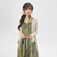 森女部落原創(chuàng  )度假海邊波西米亞復古蕾絲連衣裙氣質(zhì)吊帶流蘇短裙女 開(kāi)衫（單件） 單件 S