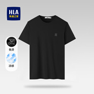 海瀾之家（HLA）t恤男夏新品親膚印花冰爽棉百搭涼感短袖T恤男含新疆棉圓領(lǐng)上衣男 黑色AN (免燙/涼感) S 165/84A