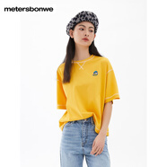 美特斯邦威T恤男夏季潮流男女款合集印花寬松短袖上衣-不參與店鋪買免活動 B款-蛋黃色 *女款 M 男款(170)女款(160）