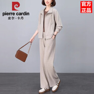 皮爾卡丹春季套裝女2025新款開(kāi)春高級(jí)感素顏穿搭一整套時(shí)尚休閑運(yùn)動(dòng)兩件套 燕麥色 XL