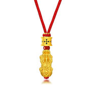 仙格麗貔貅黃金項(xiàng)鏈男女款金包銀999圖騰刺青轉(zhuǎn)運(yùn)珠吊墜編織掛繩頸鏈 貔貅+信念+紅繩