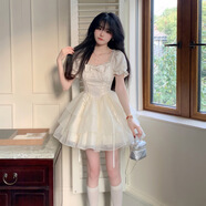 COLORFUL GEMS鈴蘭公主風(fēng)歐根紗短裙甜美百搭蝴蝶結(jié)連衣裙 清風(fēng)鈴蘭蓬蓬裙連衣裙 S