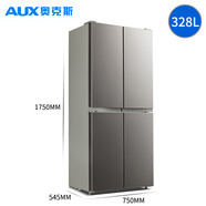 奧克斯328L升十字對開門電冰箱大容量不結(jié)冰家用雙開四門冰箱嵌入式節(jié)能 拉絲銀