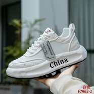 賽菲奴網(wǎng)面透氣潮流時(shí)尚休閑鞋純色系帶厚底圓頭F7962-2 白色 39
