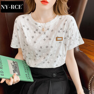 NY-RCE短袖T恤女ins潮白色半袖夏裝新款韓版寬松女士夏季上衣 822蝴蝶花 S