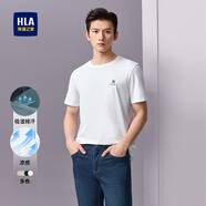 海瀾之家（HLA）短袖t恤男裝夏季經(jīng)典圓領(lǐng)吸濕排汗涼感透氣字母印花上衣服男士T恤 米白H1 XL /180推薦76~82kg