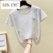 SIN.CYC 原創(chuàng)歐洲站夏季個性t恤cec短袖女ins潮半袖上衣歐貨時尚洋氣體恤 999# 白色 S