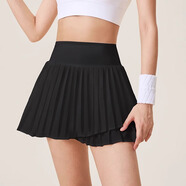 悅步運動(dòng)短裙網(wǎng)球裙女速干羽毛球服運動(dòng)套裝健身跑步百褶裙半身短裙 黑色短裙 【防走光含安全褲】 XL 【建議體重130-145斤】