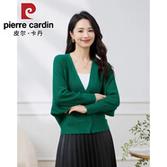 皮爾卡丹（pierre cardin）秋裝蝙蝠袖針織開衫女新款外搭長袖V領(lǐng)蝙蝠衫寬松毛衣外套8819 2024墨綠2025 均碼