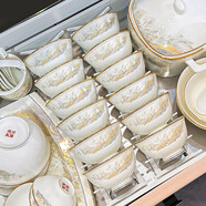 洛威景德鎮(zhèn)家用新款碗碟套裝高顏值陶瓷餐具套裝碗盤筷喬遷新居