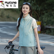 啄木鳥無袖透氣馬甲女外穿夏季無袖立領(lǐng)外套夾克背心戶外登山防曬馬夾 果綠 M [105斤以內(nèi)]