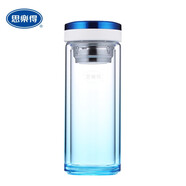 思樂(lè )得（SOLIDWARE）思樂(lè )得GDC280ZG彩虹雙層隔熱便攜帶茶網(wǎng)玻璃水杯子隨手杯280ML 冰海藍280ml