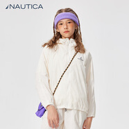 NAUTICA/諾帝卡童裝 男童女童春夏季短褲兒童運(yùn)動(dòng)五分褲輕量大童套裝 米白-外套 165