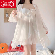 浪莎（LangSha）春夏新款睡裙日系可愛甜美減齡睡衣蕾絲女公主宮廷風(fēng)吊帶家居服 外套單件 L 100-120斤）