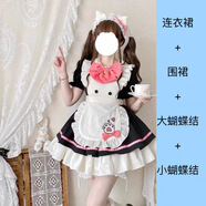 COLORFUL GEMS貓咪餐廳款短小可愛女仆洛麗塔連衣裙日系甜美少女 黑粉色無 S