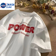 NASALIKE純棉夏季短袖T恤男潮牌字母印花體恤半袖寬松學(xué)生百搭上衣服體恤 [白色的] XL