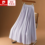 皮爾卡丹（pierre cardin）白色感雪紡半身裙女夏2025新款垂感沙灘裙子遮跨大擺a字長(cháng)裙 紫色 S