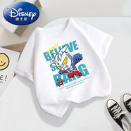 迪士尼（Disney）男童純棉恤半袖上衣兒童夏季短袖夏裝女童體恤衫寶寶奧特曼衣服 象牙白 90 (身高75-90cm)