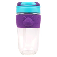 miGo吸管玻璃水杯家用女生高顏值熊PP茶杯耐高溫咖啡杯子 朋克派對 520ml