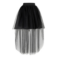 哥特風(fēng)燕尾裙網(wǎng)紗蓬蓬裙半裙歐美性感黑色前短后長(cháng)燕子尾半身裙女 黑色