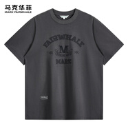 馬克華菲T恤男春夏季透氣短袖上衣潮流繡花男士打底衫 深灰  M 