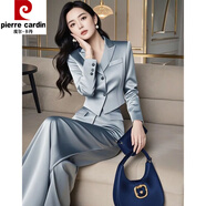 皮爾卡丹西服女裝春秋2025新款職業(yè)通勤時(shí)尚兩件套裝歐貨醋酸時(shí)髦洋氣西裝 藍(lán)色【套裝】 L 建議100-115斤