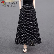 啄木鳥(niǎo)大碼波點(diǎn)半身裙子女新款春秋夏季高端簡(jiǎn)約洋氣寬松大擺a字裙 波點(diǎn) M 【建議90-100斤】