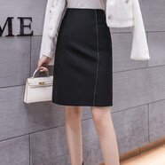 夏季開(kāi)叉包臀半身裙女2025春季新款小個(gè)子中裙修身高腰職業(yè)一步裙 黑色 M 100-109斤