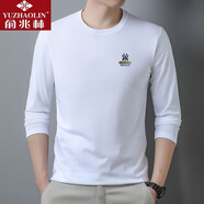 俞兆林高檔印花男士長(cháng)袖100純棉圓領(lǐng)T恤打底衫春夏百搭休閑體恤上衣 白色 L