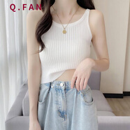 恰凡（QIAFAN）白色冰絲針織打底衫吊帶背心女秋冬2024夏季新款外穿裝內(nèi)搭上衣 白色 S