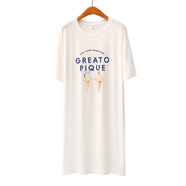 莫代爾睡裙女士夏季薄款日系卡通冰激凌字母圓領(lǐng)中長(cháng)款甜美連衣裙 2631白色 F[90-145斤] 均碼