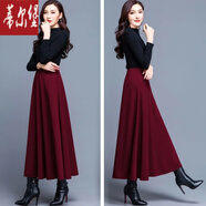 蒂爾堡親膚絲滑【店鋪】四季新款半身裙女士中長(zhǎng)款高腰韓版黑色裙子顯瘦 酒紅色【有口袋】 薄款 2XL 建議125-140斤