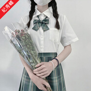 妃秀蝶jk制服套裝全套格裙短裙學(xué)百褶裙a字半身裙日系學(xué)院風(fēng) 神木森裙子+領(lǐng)結(jié)+襯衫 M