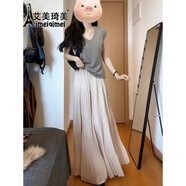 艾美琦美（AIMEIQIMEI）夏天連衣裙2025新款女裝套裝夏季短袖垂感長裙氣質(zhì)通勤風(fēng)兩件套 套裝 S