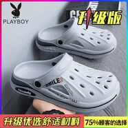花花公子（PLAYBOY PHYSICAL）椰子洞洞鞋男夏季外穿防滑包頭拖鞋戶(hù)外溯溪涉水運(yùn)動(dòng)漂流沙灘涼鞋 【升級(jí)款】淺灰 42
