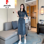 皮爾卡丹（pierre cardin）復(fù)古牛仔連衣裙女2025春秋新款氣質(zhì)感收腰顯瘦七分袖襯衫裙子 牛仔藍(lán) 七分袖 3XL 【130-145】