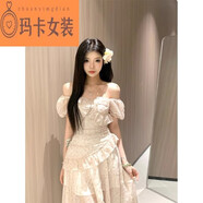 山頭林村NJTD2025漫花甜茶短袖版夏季休閑時(shí)尚氣質(zhì)修身顯瘦高腰碎花女裝連 XS