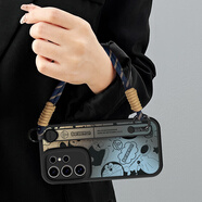 瀚泓源【哆啦A夢(mèng)授權】三星s25手機殼samsung新款s25+腕帶s25ultra支架s24+斜跨背帶防摔全包保護套 黑色-漸變線(xiàn)稿哆啦【短手繩】 三星 Galaxy S25/s24