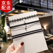 傾欣 高顏值鎖骨鏈黑色皮繩choker頸鏈鈴鐺項(xiàng)圈女生蕾絲綁帶情趣項(xiàng)鏈 3件套（空谷幽蘭）