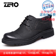 零度Zero意大利零度皮鞋 男大頭寬腳鞋圓頭商務(wù)休閑鞋頭層牛皮戶(hù)外登 系帶款-黑色 38 歐碼