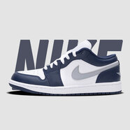 耐克（NIKE）【潮】Air Jordan aj1板鞋男女情侶款低幫耐磨透氣休閑運動籃球鞋 553560/553558-141 白藍(lán) 女款GS 39