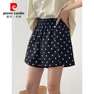 皮爾卡丹復(fù)古波點(diǎn)闊腿短褲女夏季韓版百搭松緊高腰顯瘦休閑A字褲 波點(diǎn) M