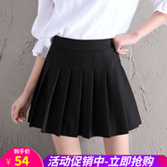 半身裙女春夏秋冬季百褶裙短裙A字裙子高腰黑色顯瘦褶皺學(xué)院風(fēng)女士學(xué)生舞蹈小黑裙 黑色 M