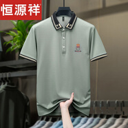 恒源祥夏季新款翻領(lǐng)短袖T恤男純色商務(wù)休閑中年爸爸裝體恤POLO衫父親節(jié) 綠色 S 165