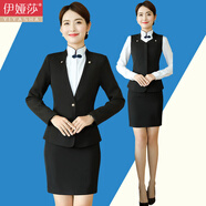 伊婭莎職業(yè)西裝外套女酒店前臺工作服客服接待正裝珠寶店服務(wù)員物業(yè)工裝 單件黑色外套 L 建議100-110斤