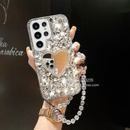 三星（SAMSUNG）適用于三星S23手機殼W24女S24支架S22美妝鏡S21Note20水鉆A56全包防摔A72時尚鑲鉆A73新款S23FE創(chuàng) 愛心氣囊支架鏡子-送手鏈 三星Galaxy A54