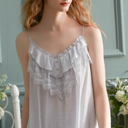 塵熙（ChelnlSeey）吊帶睡衣夏薄款法式宮廷風(fēng)可愛(ài)公主風(fēng)少女短褲家居服套裝 藍色  M