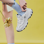 斯凱奇（Skechers）女鞋秋冬小白熊休閑鞋子厚底增高百搭運(yùn)動(dòng)軟底老爹鞋99999863 白色/海軍藍(lán)色/WNV 35.5